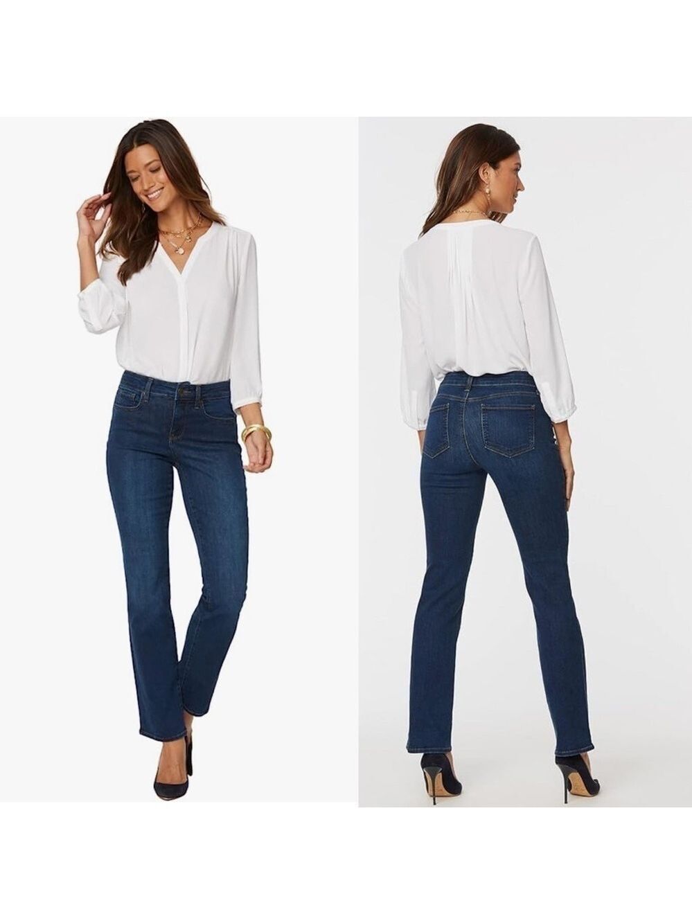 NYDJ Not Your Daughters Jeans Lift Tuk Technology Blue Denim Straight Leg Jeans